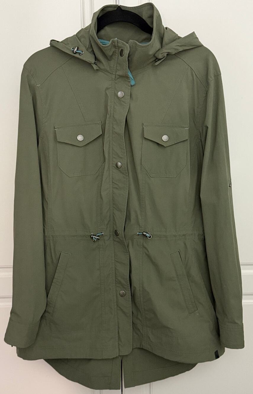 L.L. Bean Utility Jacket w/Cinchable Waist, Removable Hood in Army Green Size L